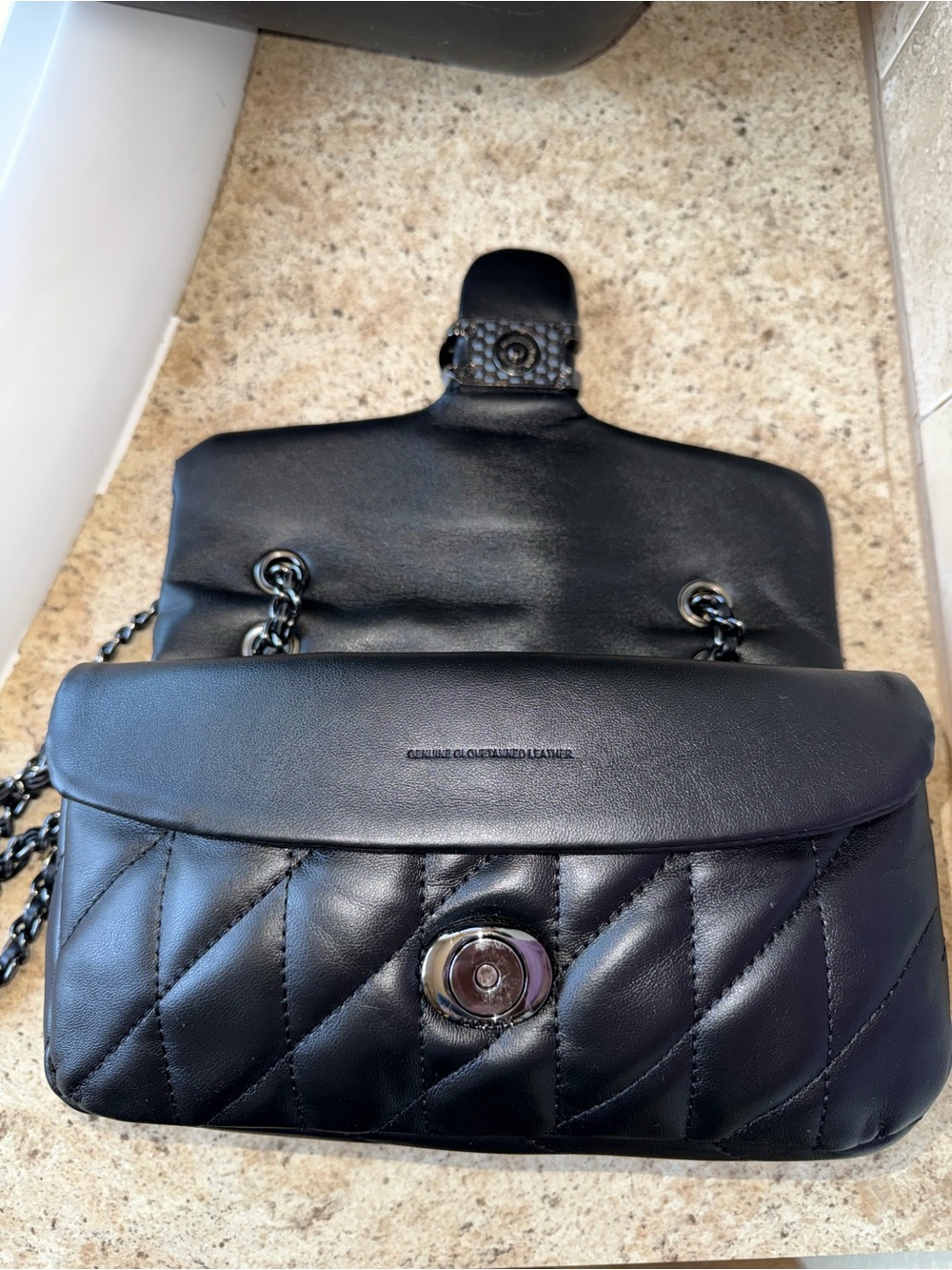 Coach Black Quilted Shoulder Bag with Chain Strap - Picture 8 of 11
